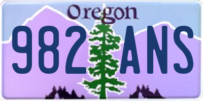 OR license plate 982ANS