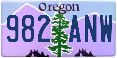 OR license plate 982ANW