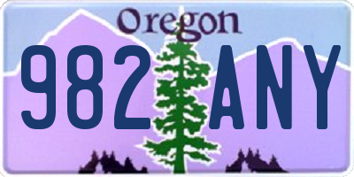 OR license plate 982ANY