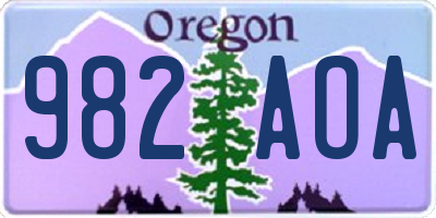 OR license plate 982AOA