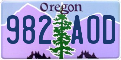 OR license plate 982AOD