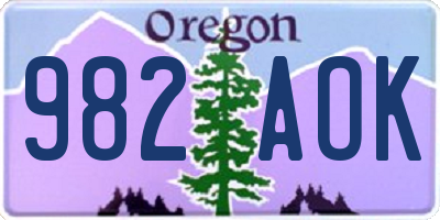 OR license plate 982AOK