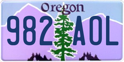 OR license plate 982AOL