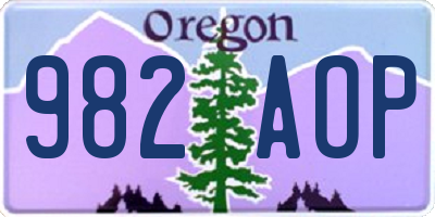 OR license plate 982AOP