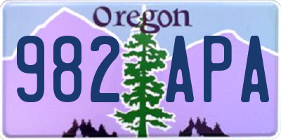 OR license plate 982APA
