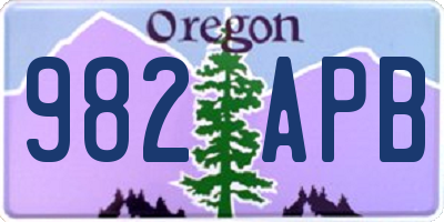 OR license plate 982APB