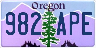 OR license plate 982APE