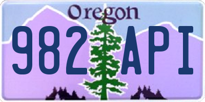 OR license plate 982API