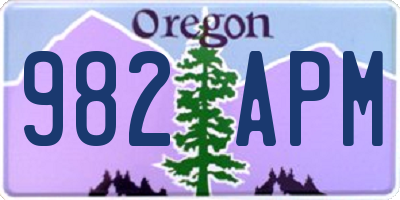 OR license plate 982APM