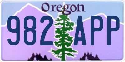 OR license plate 982APP