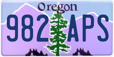 OR license plate 982APS