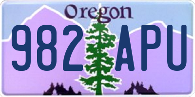 OR license plate 982APU