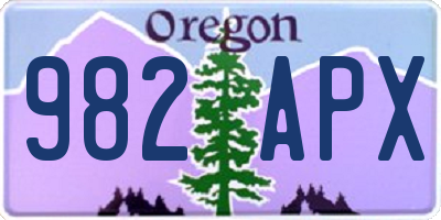 OR license plate 982APX