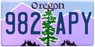 OR license plate 982APY