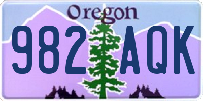OR license plate 982AQK