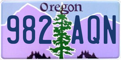 OR license plate 982AQN