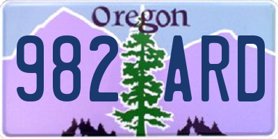 OR license plate 982ARD