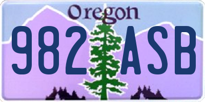 OR license plate 982ASB