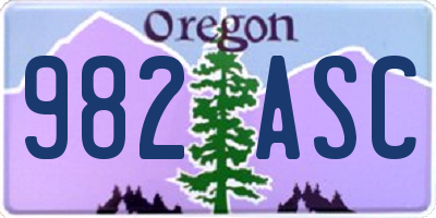 OR license plate 982ASC