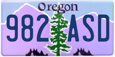 OR license plate 982ASD