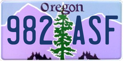 OR license plate 982ASF