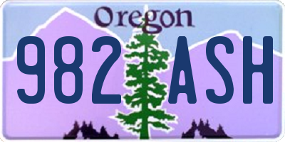 OR license plate 982ASH