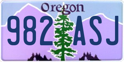 OR license plate 982ASJ