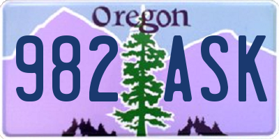 OR license plate 982ASK