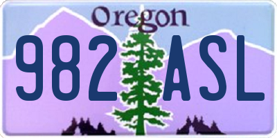 OR license plate 982ASL