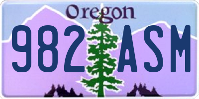 OR license plate 982ASM