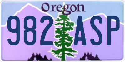 OR license plate 982ASP