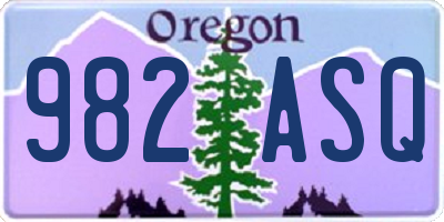 OR license plate 982ASQ