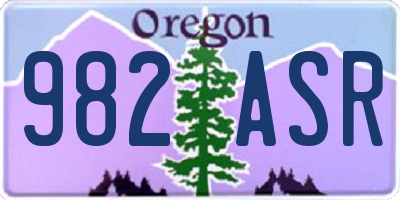 OR license plate 982ASR