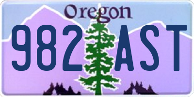 OR license plate 982AST