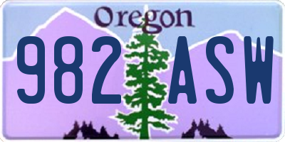 OR license plate 982ASW