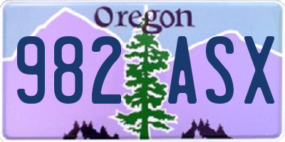 OR license plate 982ASX