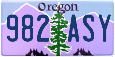 OR license plate 982ASY
