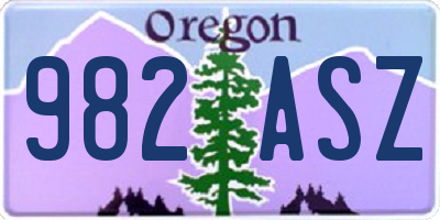 OR license plate 982ASZ