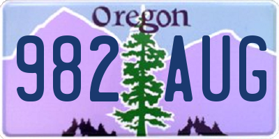 OR license plate 982AUG