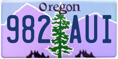 OR license plate 982AUI