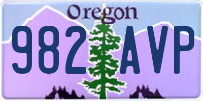 OR license plate 982AVP