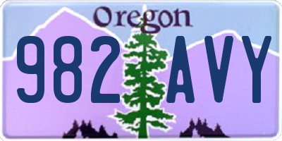 OR license plate 982AVY