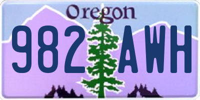 OR license plate 982AWH