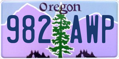 OR license plate 982AWP