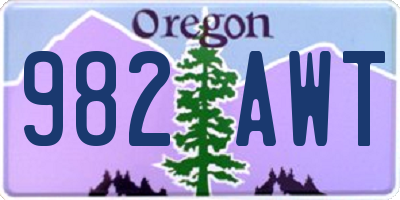 OR license plate 982AWT