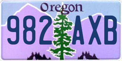 OR license plate 982AXB