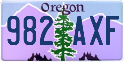 OR license plate 982AXF