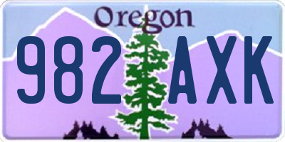 OR license plate 982AXK