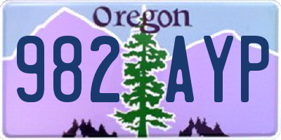 OR license plate 982AYP