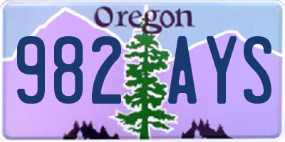 OR license plate 982AYS